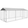 PawHut 20' x8' Dog Kennel Outdoor for All Breed Dogs with Waterproof UV Resistant Roof, Silver