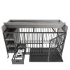 Large pet cage with storage rack, drawers with stainless steel food and water basin, made of iron frame and MDF material, sturdy, exquisite