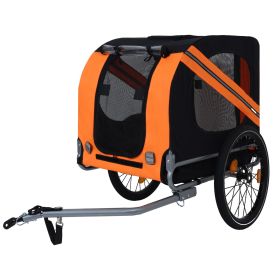 Large Folding Bike Trailer for Dogs – 120LB Capacity All-Terrain Pet Carrier, Durable Steel Frame for Cycling, Jogging, Camping & Outdoor Adventures (Color: as Pic)