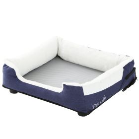 Pet Life "Dream Smart" Electronic Heating and Cooling Smart Pet Bed (Color: navy, size: large)